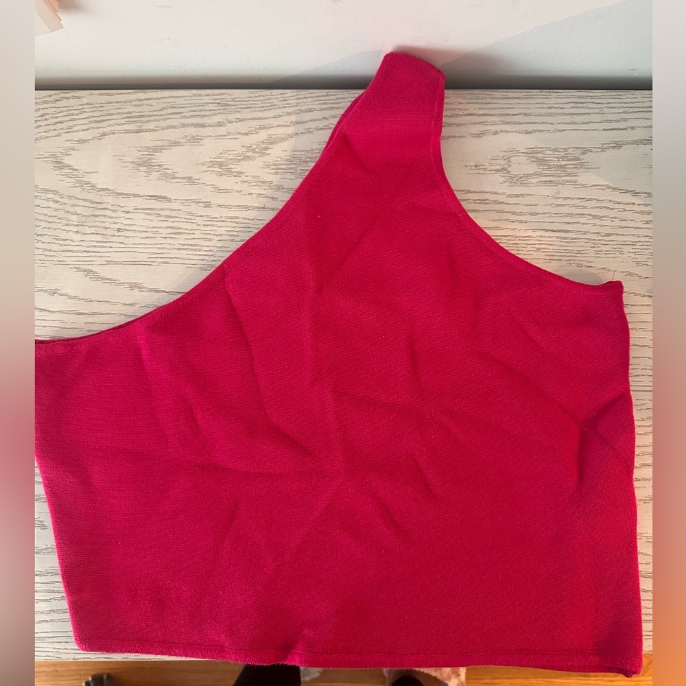 Pink One-Shoulder Crop Top